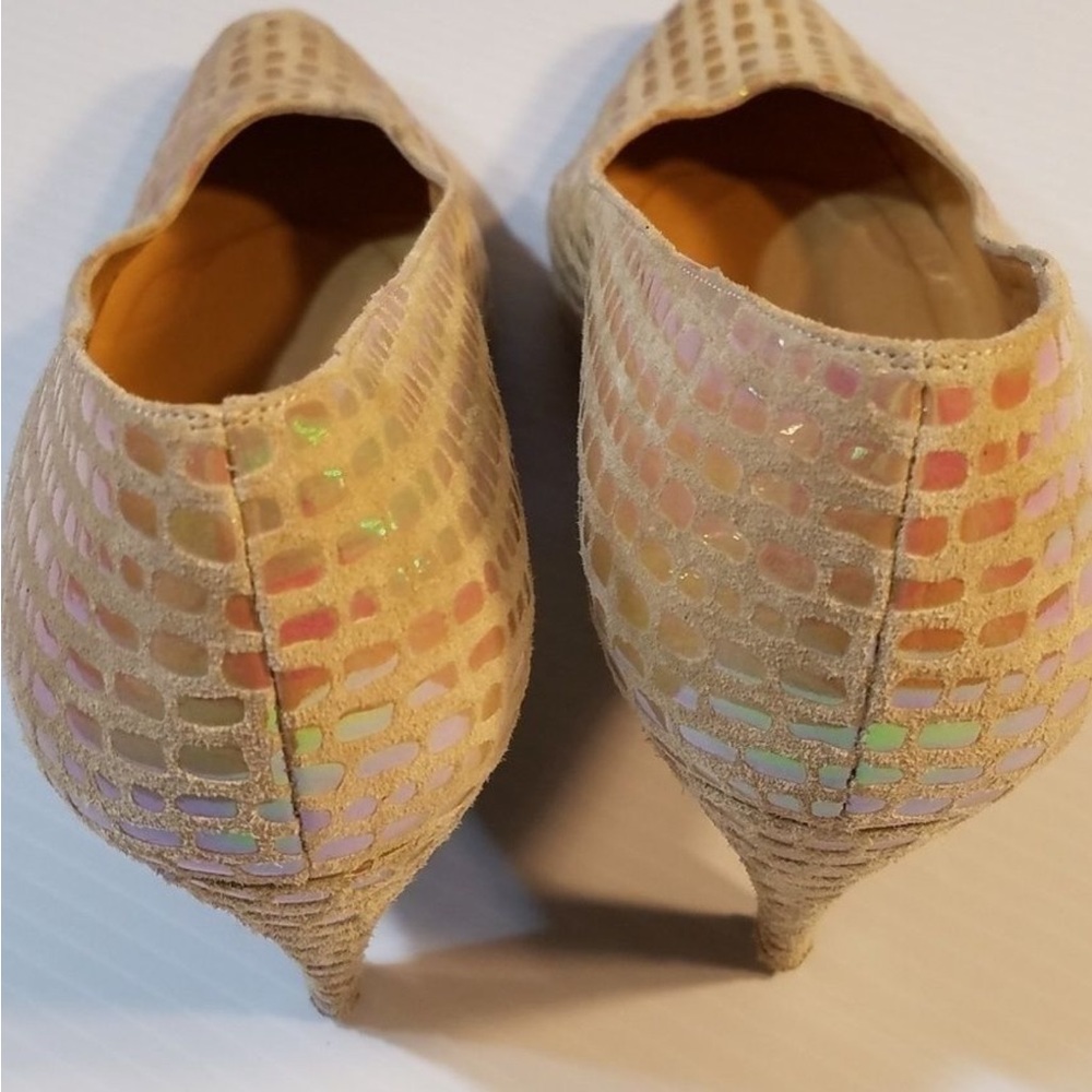 Stuart Weitzman Beige Opalescent Reptile Pumps - image 3